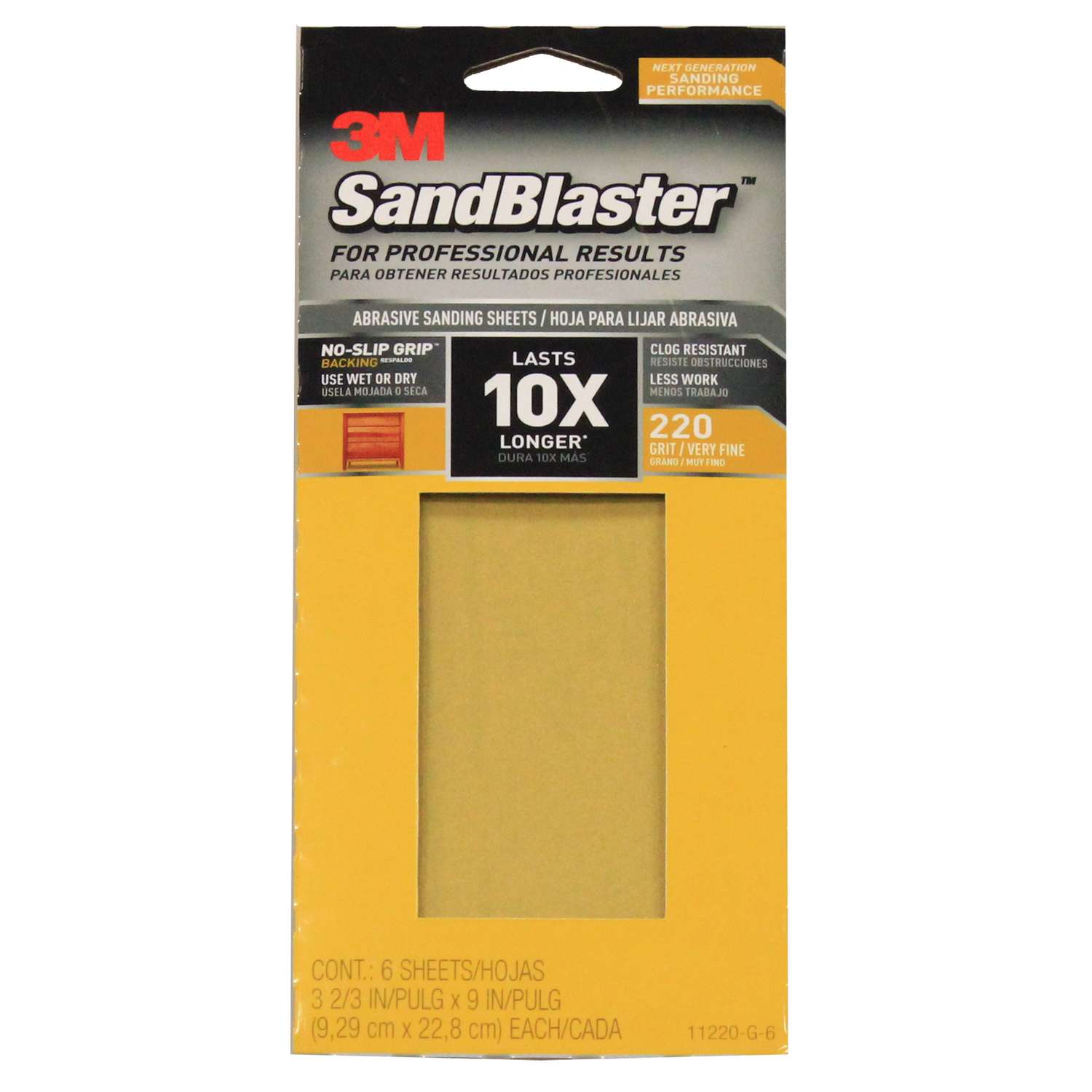 3M SandBlaster 9 in. L X 32/3 in. W 220 Grit Ceramic Sandpaper 6 pk