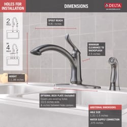 Delta Linden One Handle Stainless Steel Kitchen Faucet Side Sprayer Included