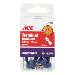 Ace Insulated Wire Male Disconnect Blue 10 pk