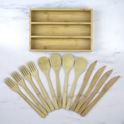 Totally Bamboo Brown Bamboo Organizer and Flatware set