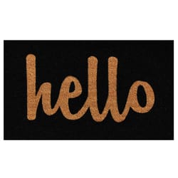 Home & More 2 ft. W X 3 ft. L Black Hello Script Coir Door Mat