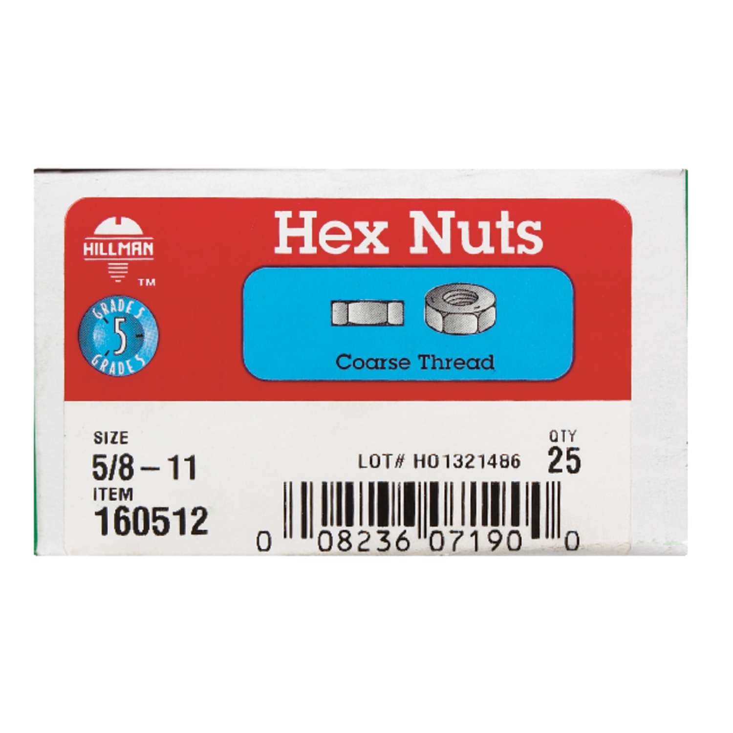 Hillman 5/8 in. Zinc-Plated Steel USS Hex Nut 25 pk Hillman 5/8 in. Zinc-Plated Steel USS Hex Nut 25 pk