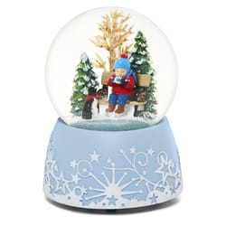 Roman Glitter Dome Multicolored Ice Skating Child with Hot Drink Musical Glitter Table Decor 6.9 in.