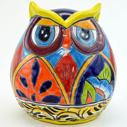 Avera Products Talavera 9.5 in. H X 9 in. W Ceramic Night Owl Planter Multicolored