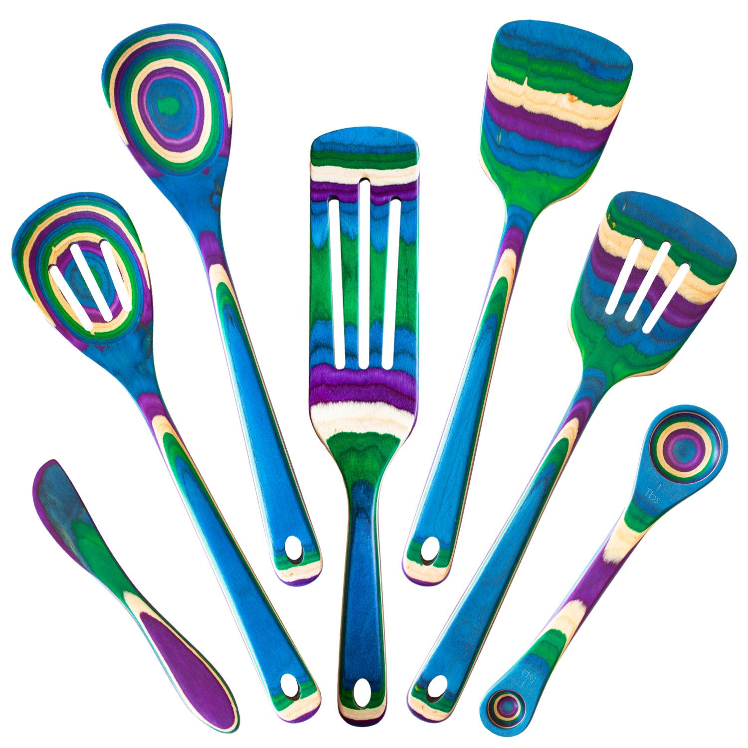 Totally Bamboo Baltique Multicolored Birch Wood Utensil Set Sansujyuku sansujyuku.com