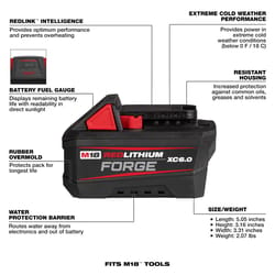 Milwaukee 18V Forge 6 Ah Lithium-Ion Battery and Charger 2 pc