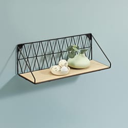 Dolle Diamond 5.1 in. H X 16.5 in. W X 4.7 in. D Black/Natural Metal/Wood Decorative Wall Shelf