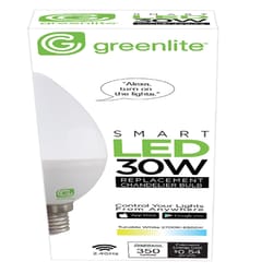 Greenlite B10 E12 (Candelabra) Smart-Enabled LED Bulb Tunable White/Color Changing 30 Watt Equivalen