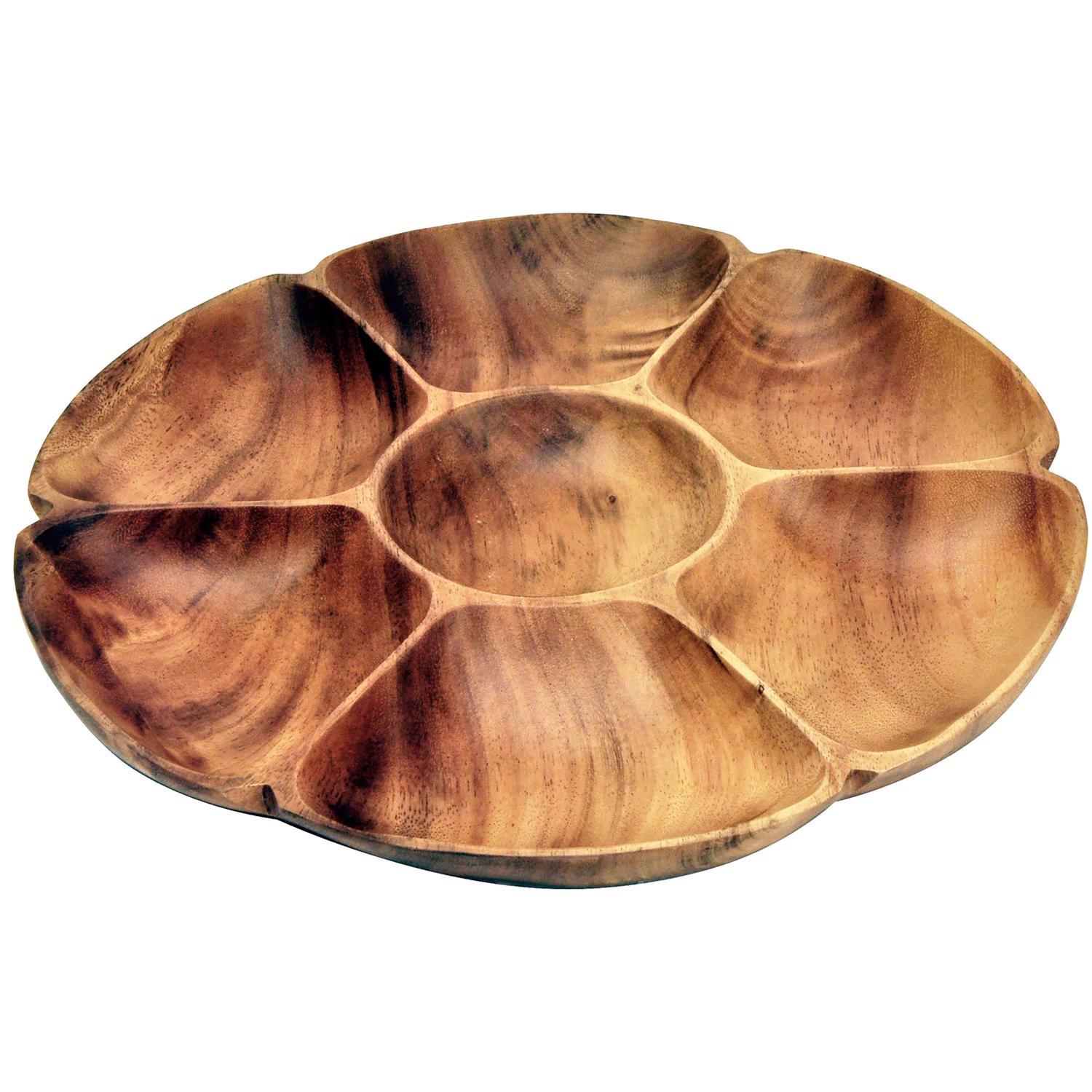 Pacific Merchants Natural Acacia Wood Round Appetizer Tray 1 pk Sansujyuku sansujyuku.com