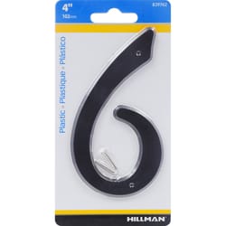 Hillman 4 in. Black Plastic Nail-On Number 6 1 pc