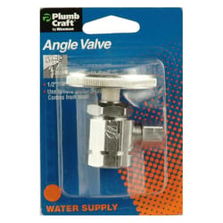 PlumbCraft 1/2 in. FIP in. X 1/4 in. Compression Chrome Plated Angle Valve