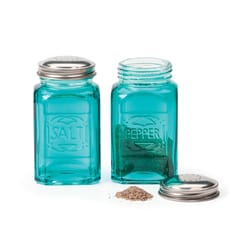 RSVP International Endurance Turquoise Glass/Stainless Steel Salt/Pepper Shaker 8 oz