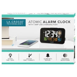 La Crosse Technology 5.56 in. Black Atomic Alarm Clock Digital Battery Operated