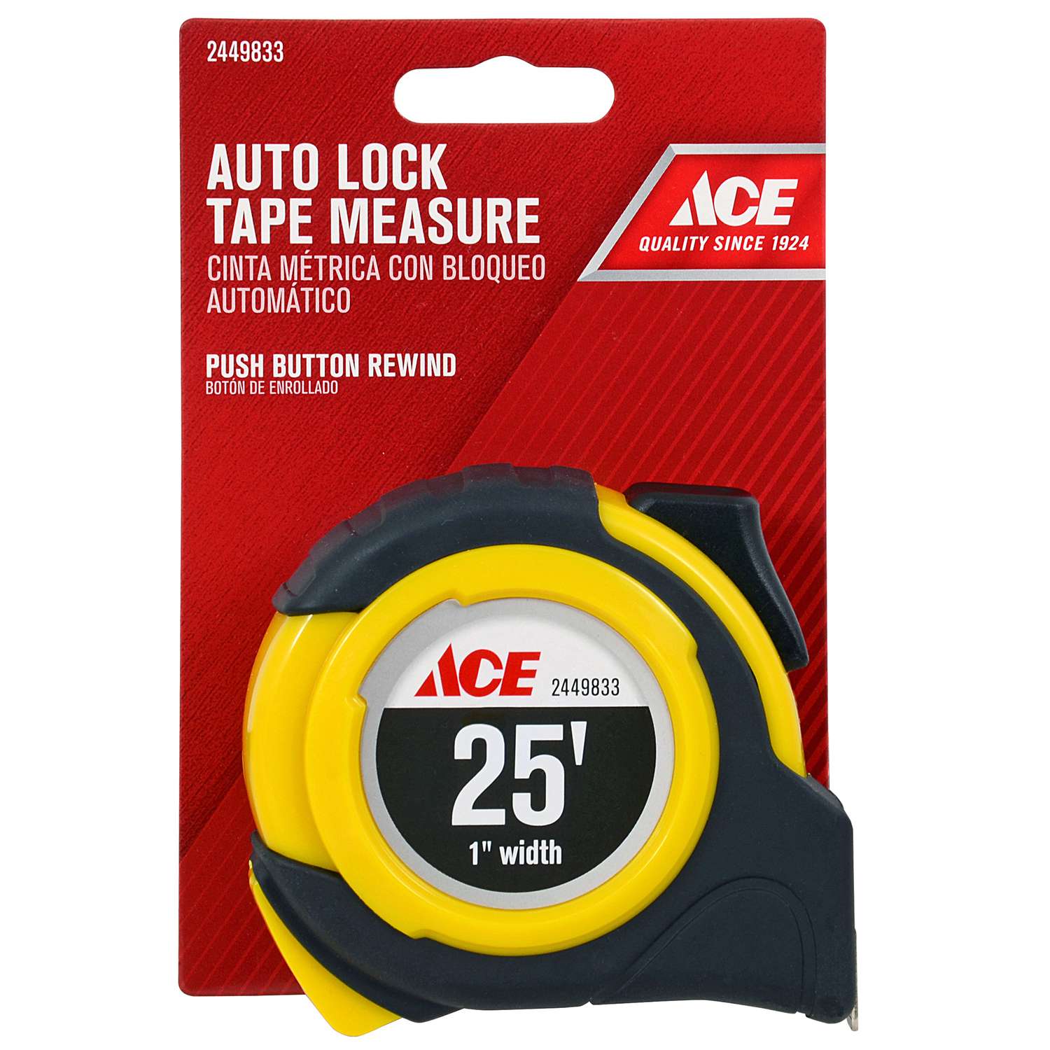 Ace 25 ft. L x 1 in. W Auto Lock Tape Measure 1 pk Ace Hardware