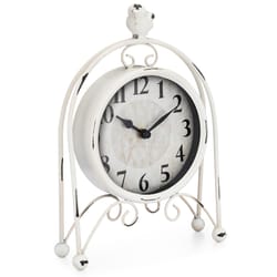 Westclox 7.29 in. H X 2.56 in. W X 9.85 in. L Weathered White Metal Table Clock