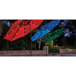 Living Accents Solar LED 9 ft. Tiltable Red Market Umbrella