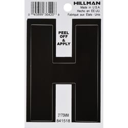 HILLMAN 3 in. Black Vinyl Self-Adhesive Letter H 1 pc