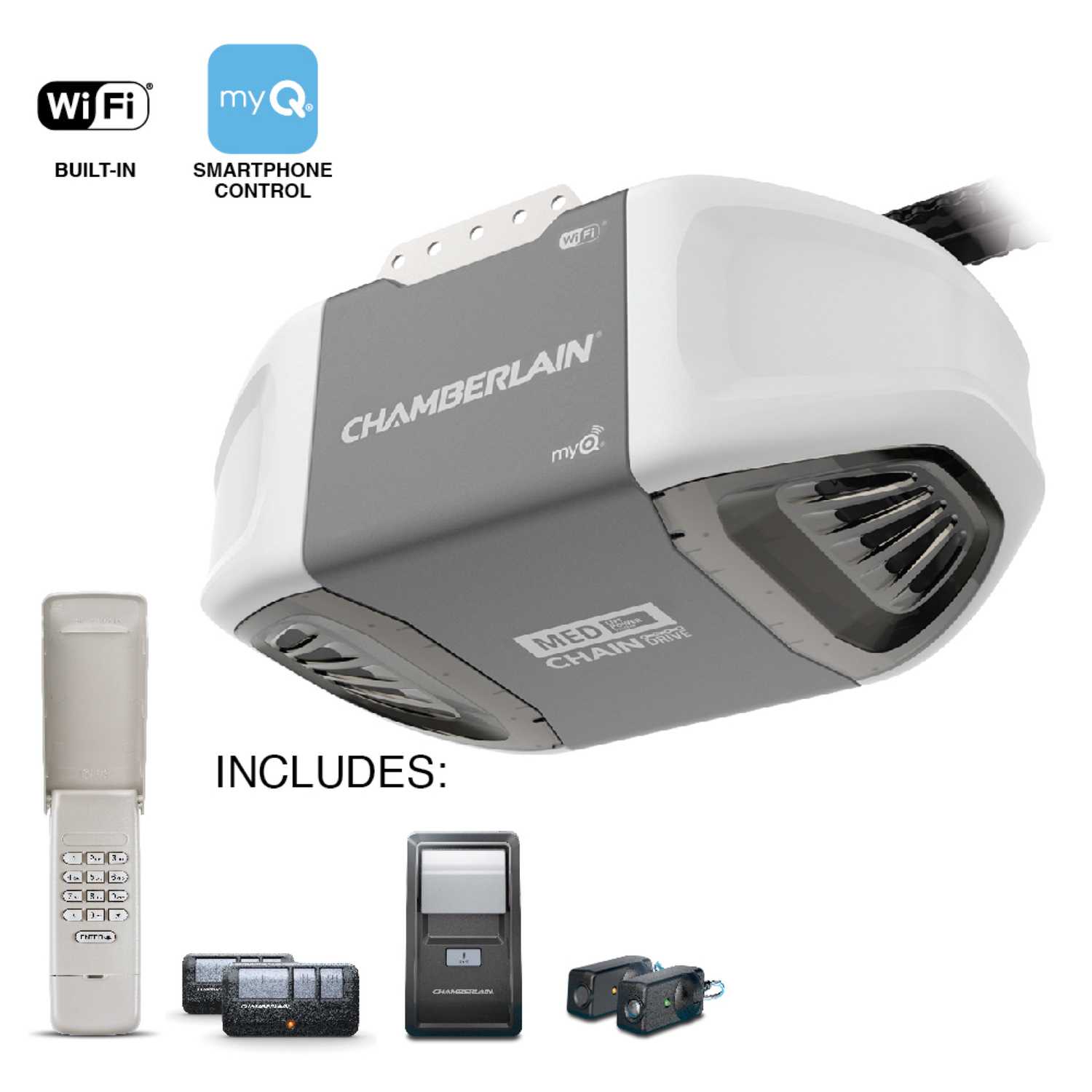 Chamberlain Myq 1 2 Hp Chain Drive Wifi Compatible Garage