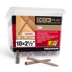 HILLMAN Deck Plus No. 10 Ga. X 2-1/2 in. L Tan Star Flat Head Composite Deck Screws 5 lb 375