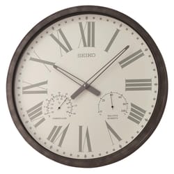 Seiko 20 in. L X 20 in. W Indoor and Outdoor Contemporary Analog Clock/Thermometer/Hygrometer Glass/