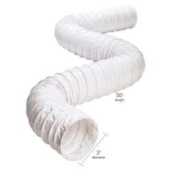 Deflect-O 50 ft. L X 3 in. D White Vinyl Vent Hose