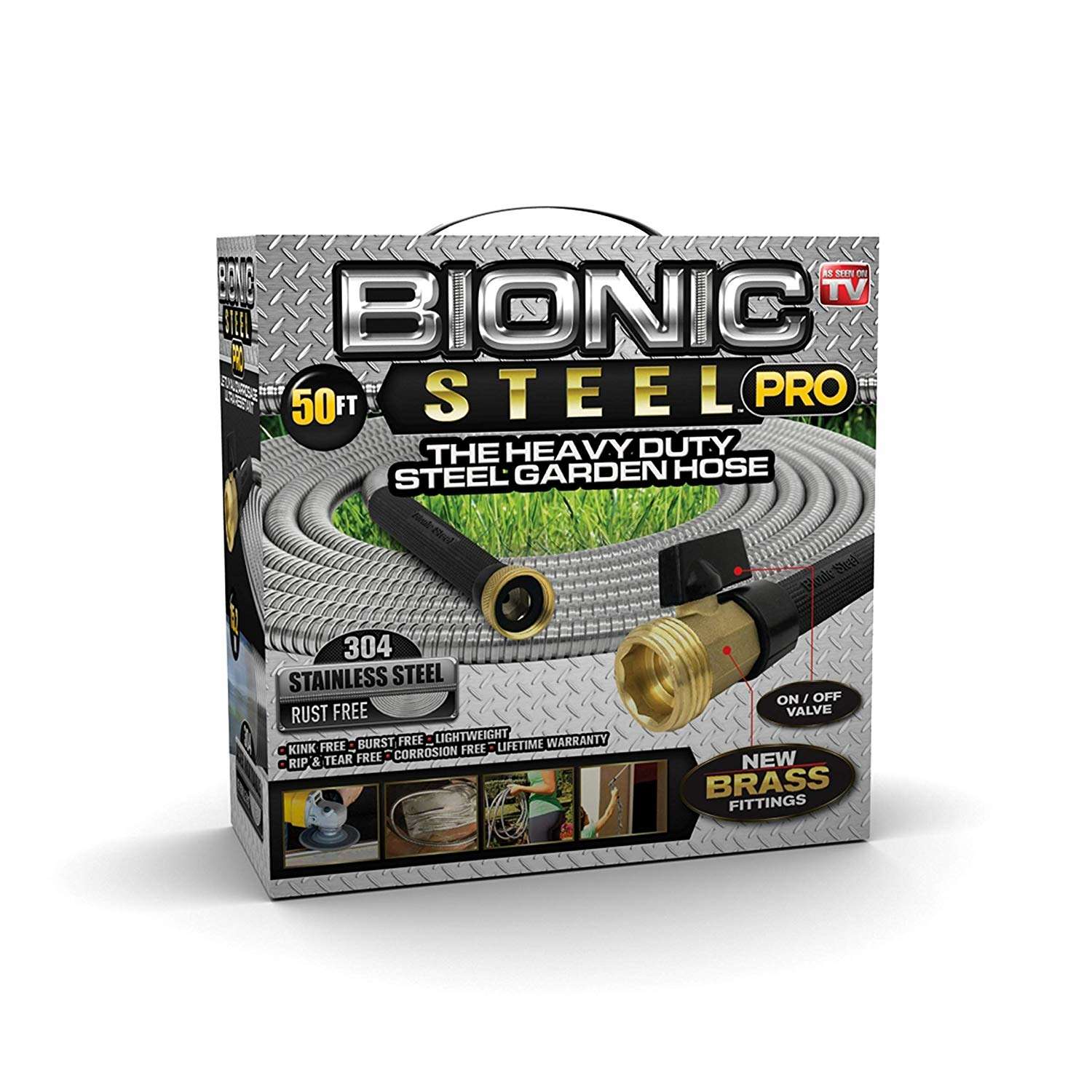 Bionic Steel Pro 5/8 in. Dia. x 50 ft. L HeavyDuty Silver Stainless