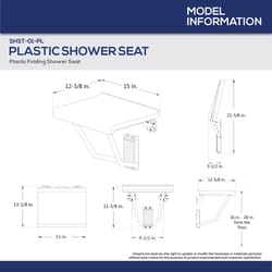 DreamLine Chrome Clear Bath/Shower Seat Stainless Steel 11-5/8 in. H X 15 in. L