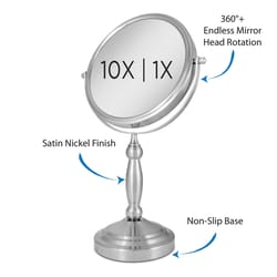 Zadro 16 in. H X 9 in. W Swivel Vanity Mirror Satin Nickel Silver