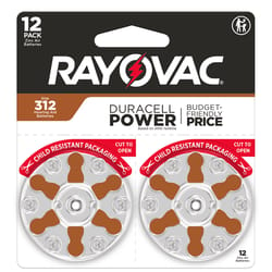 Rayovac Zinc Air 312 1.45 V Hearing Aid Battery 12 pk