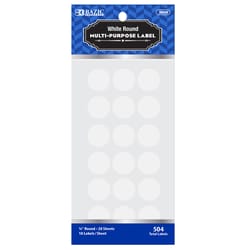 Bazic Products 3/4 in. H X 3/4 in. W Round White Multipurpose Label 504 pk