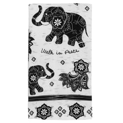 Karma Boho Black and White Cotton Elephant Tea Towel 1 pk