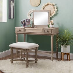 Linon Home Decor Cordelia Traditional 18 in. W X 38 in. L Rectangular Vanity Table Set