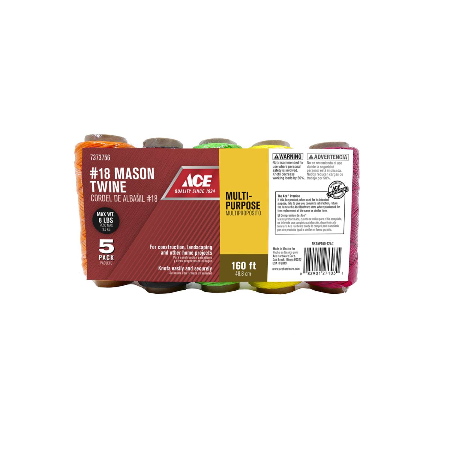 Ace 18 in. D X 160 ft. L Assorted Twisted Nylon Twine Ace Hardware