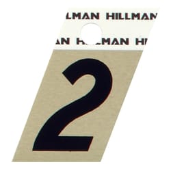 HILLMAN 1.5 in. Reflective Black Aluminum Self-Adhesive Number 2 1 pc