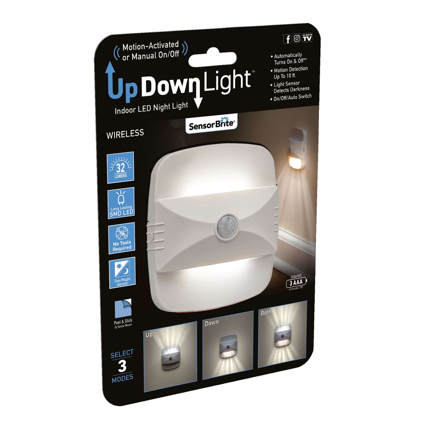 Sensor Brite UpDown Light As Seen on TV Wireless Motion Activated LED ...