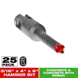Diablo Rebar Demon 3/16 in. X 6 in. L Carbide Hammer Drill Bit SDS-Plus Shank 25 pk