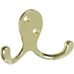 National Hardware Polished Brass Gold Zinc 3 in. L Double Hook 35 lb 1 pk