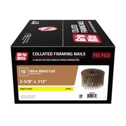 Grip-Rite 2-3/8 in. L Wire Coil Bright Framing Nails 15 deg 3000 pk