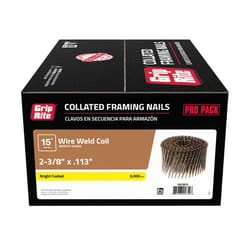 Grip-Rite 2-3/8 in. L Wire Coil Bright Framing Nails 15 deg 3000 pk