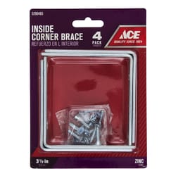 Ace 3-1/2 in. H X 4.75 in. W X 3-1/2 in. D Zinc Inside L Corner Brace