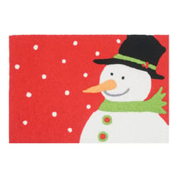 Jellybean 20 in. W X 30 in. L Multicolored Snowman on Black Hat Polyester Accent Rug