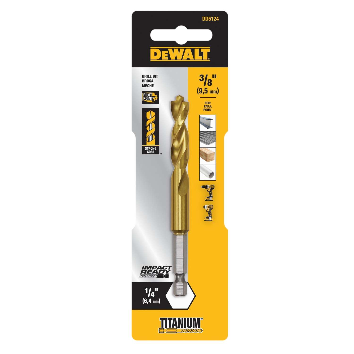 Dewalt Impact Ready 38 Inch S X 4 Inch L High Speed Steel Drill Bit 1