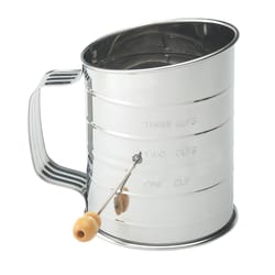 Harold Import Silver Stainless Steel Crank Flour Sifter 3 cups