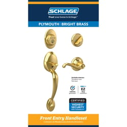 Schlage Plymouth, Flair Bright Brass Entry Handleset 1-3/4 in.