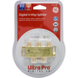 GE Utra Pro F-Connector RG6 4 Way Digital Splitter 1 pk