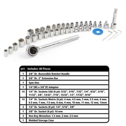 Great Neck 1/4 and 3/8 in. drive Metric and SAE Ratchet and Socket Set