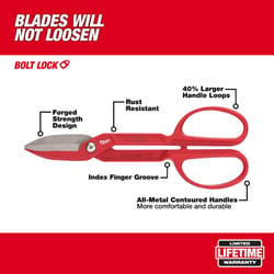 Milwaukee 12 in. Forged Alloy Steel Classic Tinner Snips 20 Ga. 1 pk