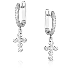 Montana Silversmiths Women's Crystal Cross Silver Earrings Water Resistant
