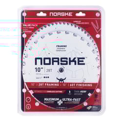 Trade A Blade 10 in. D X 5/8 in. Ultra-Thin Kerf Carbide Saw Blade Combo Pack 28/60 teeth 2 pk