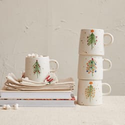 Creative Co-Op Multicolored Christmas Tree Mug 4 in.